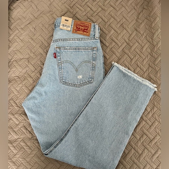 levis 501 high rise straight leg cropped jean - Picture 2 of 10
